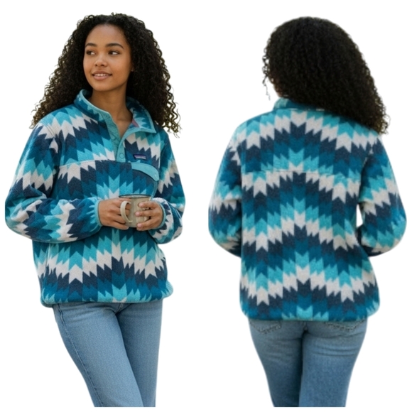 Patagonia Jackets & Blazers - Patagonia Synchilla Snap-T Fleece Pullover XL Teal Geo Pattern F257